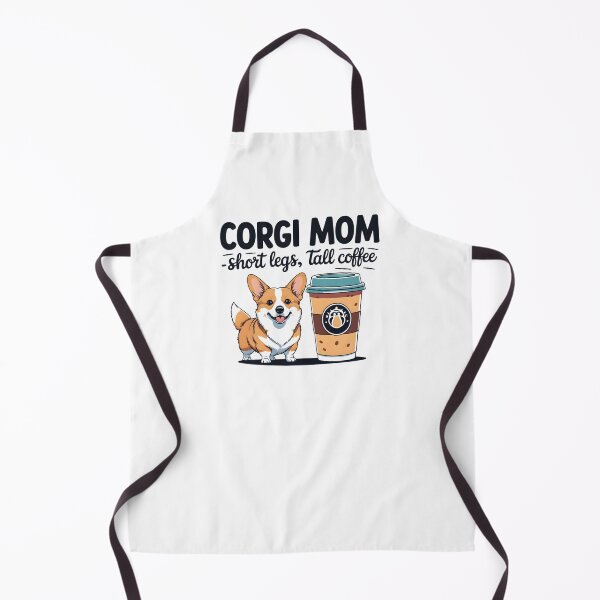 Item preview, Playful illustration of a cute corgi with short legs and a giant coffee cup, designed for fun, trendy, stylish Corgi Mom apparel prints designed and sold by ArtPetrenko90.