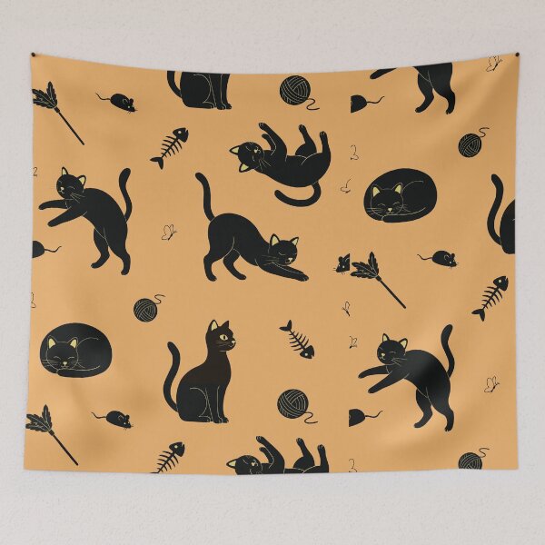 Item preview, Black cat seamless pattern  designed and sold by NadiiArt.