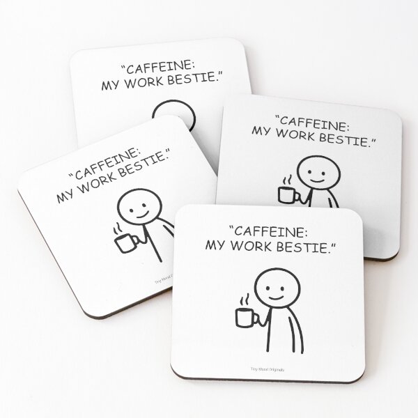 Item preview, Caffeine My Work Bestie – Cute Coffee Quote Mug | Tiny Mood Man designed and sold by eivicraft.