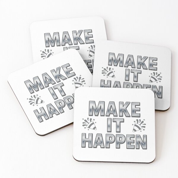 Item preview, MAKE IT HAPPEN – 3D Chrome Motivational Typography Design designed and sold by Hayir Design.
