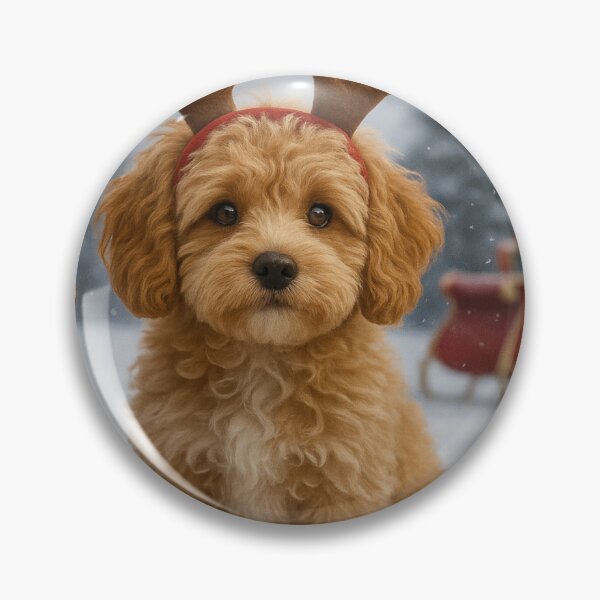 Item preview, Photorealistic Cavapoo Christmas Reindeer Puppy designed and sold by GivingJoy.