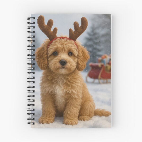 Item preview, Photorealistic Cavapoo Christmas Reindeer Puppy designed and sold by GivingJoy.