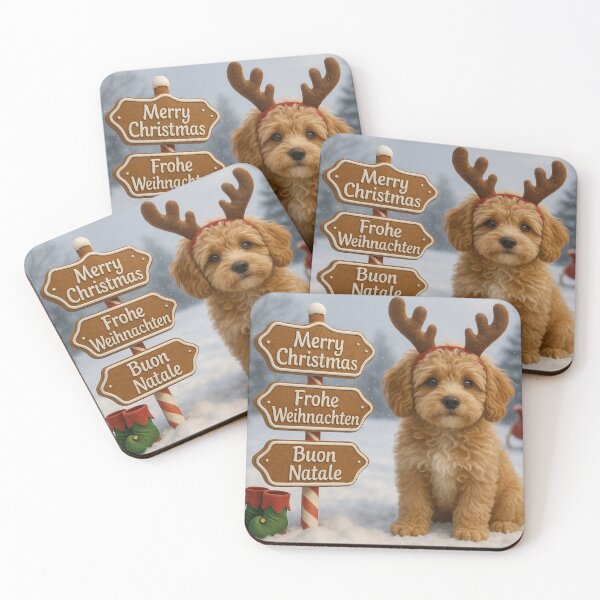 Item preview, Photorealistic Cavapoo Christmas Reindeer Puppy designed and sold by GivingJoy.