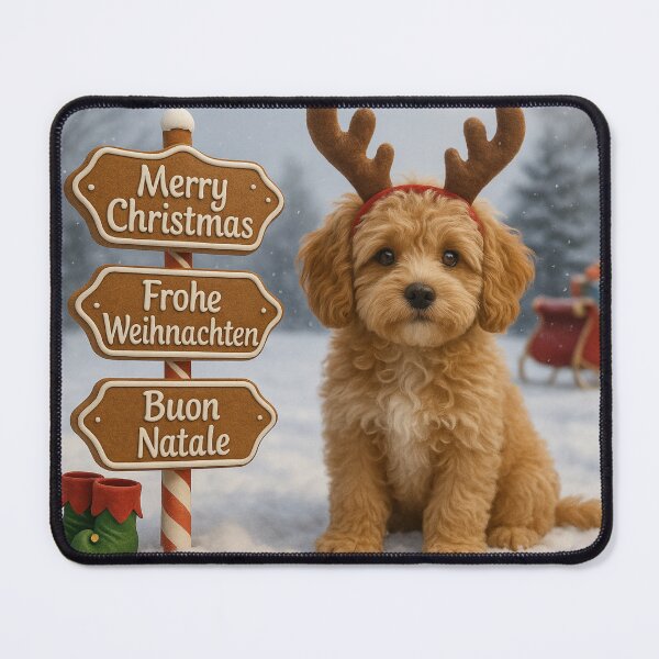 Item preview, Photorealistic Cavapoo Christmas Reindeer Puppy designed and sold by GivingJoy.