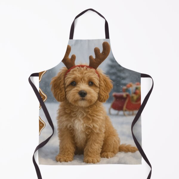 Item preview, Photorealistic Cavapoo Christmas Reindeer Puppy designed and sold by GivingJoy.