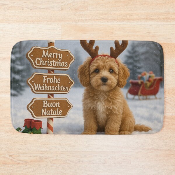 Item preview, Photorealistic Cavapoo Christmas Reindeer Puppy designed and sold by GivingJoy.
