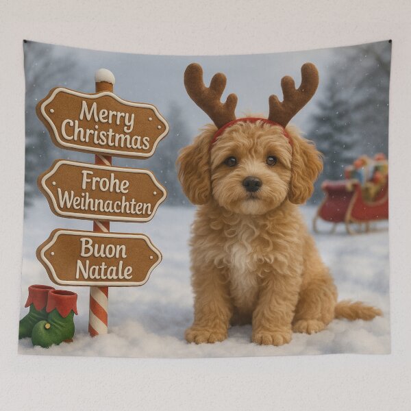 Item preview, Photorealistic Cavapoo Christmas Reindeer Puppy designed and sold by GivingJoy.