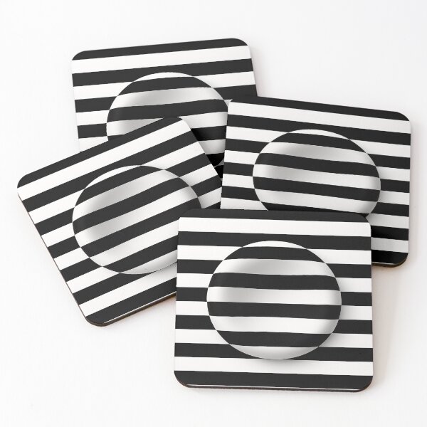 Item preview, Optical Illusion Sphere on Black and White Stripes – 3D Depth Art Geometric Abstract Desig Trippy Visual Perception Pattern designed and sold by AnTartstudios.