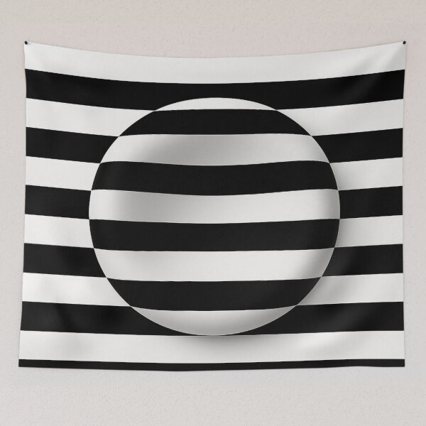 Item preview, Optical Illusion Sphere on Black and White Stripes – 3D Depth Art Geometric Abstract Desig Trippy Visual Perception Pattern designed and sold by AnTartstudios.