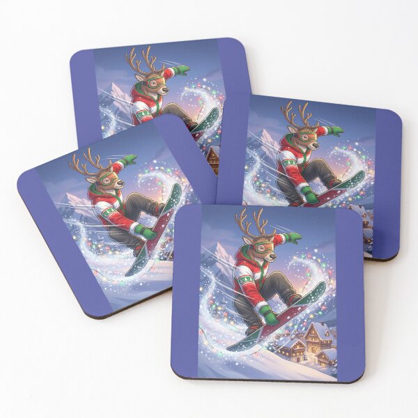 Item preview, Christmas Reindeer Snowboarding Trick – Holiday Extreme Sports Design designed and sold by LaurannaDesign.