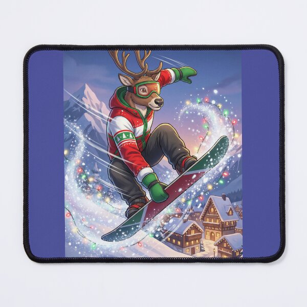 Item preview, Christmas Reindeer Snowboarding Trick – Holiday Extreme Sports Design designed and sold by LaurannaDesign.