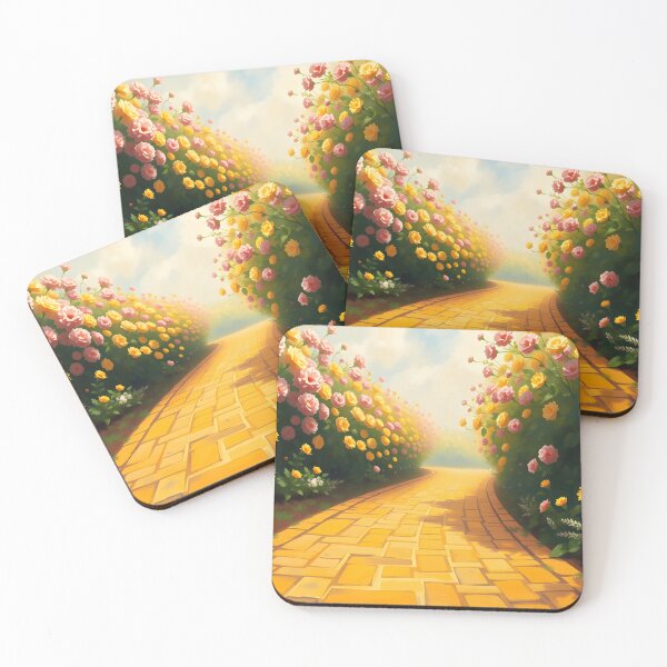 Item preview, Yellow Brick Road Leading Through Very Tall Yellow and Pale Pink Bloom Walls designed and sold by EmeraldeaDesign.