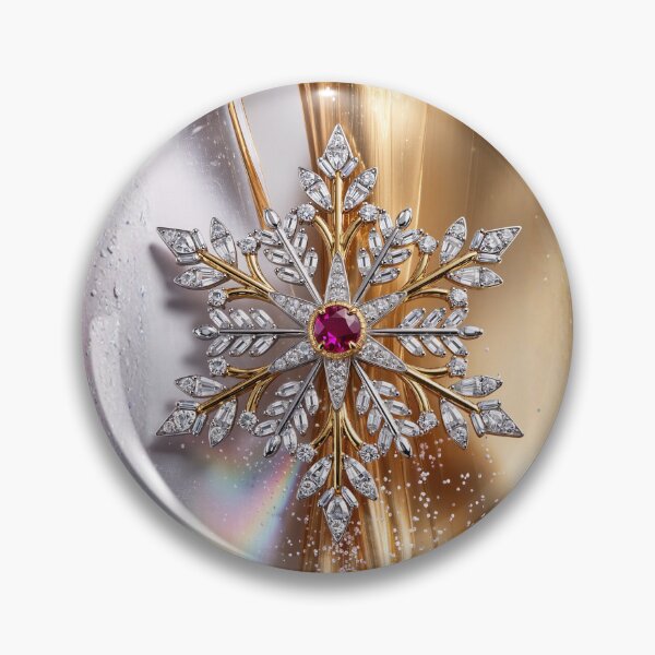 Item preview, Golden Ruby Snowflake Brooch ?? 黄金のルビー雪の結晶ブローチ ?? designed and sold by CamillaCreation.