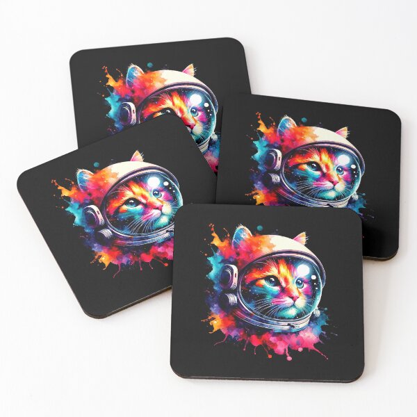 Item preview, Funny Cat Astronaut Outer Space Watercolor Splash Cat Lover designed and sold by Animal-Replicas.