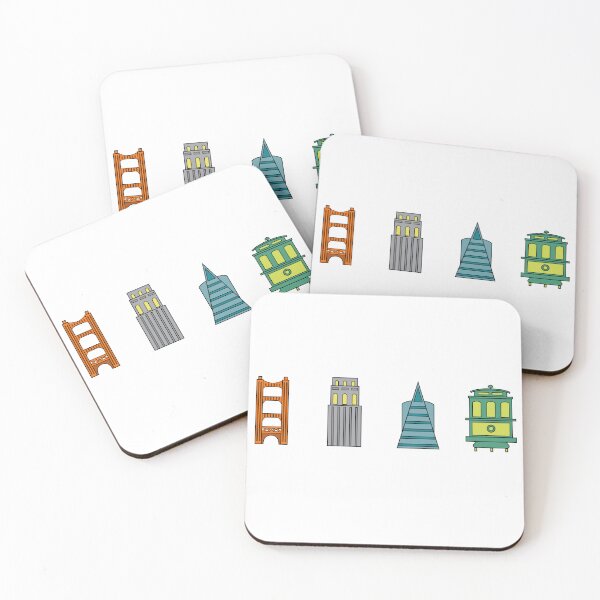 Item preview, The San Francisco Icons Colorful Illustrations: Golden Gate Bridge, Coit Tower, Transamerica Building, Cable Car designed and sold by PIXEL POP DESIGNS - Beyond the Norm!.