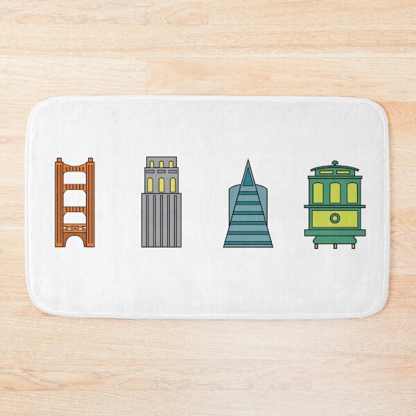 Item preview, The San Francisco Icons Colorful Illustrations: Golden Gate Bridge, Coit Tower, Transamerica Building, Cable Car designed and sold by PIXEL POP DESIGNS - Beyond the Norm!.
