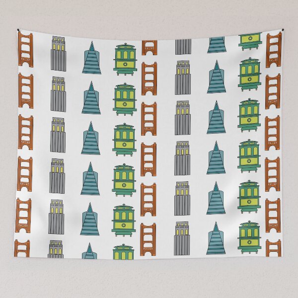 Item preview, The San Francisco Icons Colorful Illustrations: Golden Gate Bridge, Coit Tower, Transamerica Building, Cable Car designed and sold by PIXEL POP DESIGNS - Beyond the Norm!.