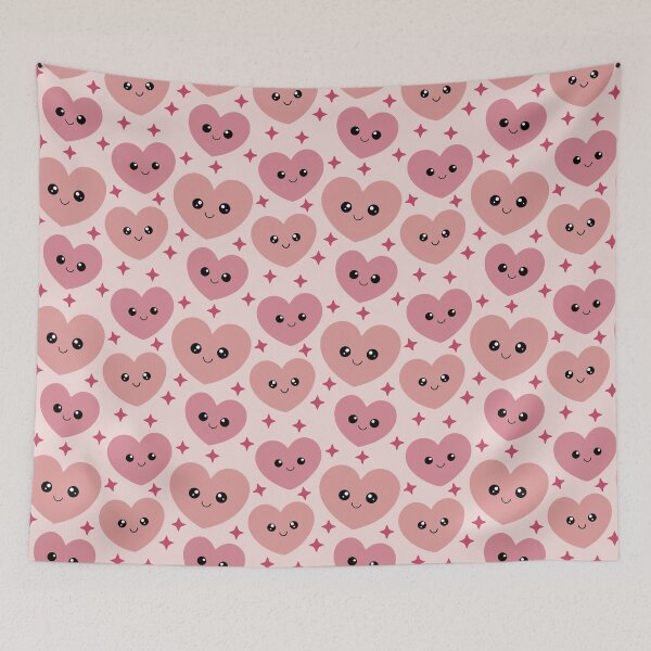 Item preview, Kawaii Smiling Hearts Pattern – Cute Pink Seamless Valentine Design designed and sold by Medlena.