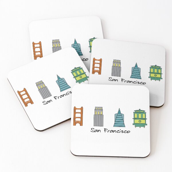 Item preview, The San Francisco Icons Colorful Illustrations: Golden Gate Bridge, Coit Tower, Transamerica Building, Cable Car designed and sold by PIXEL POP DESIGNS - Beyond the Norm!.