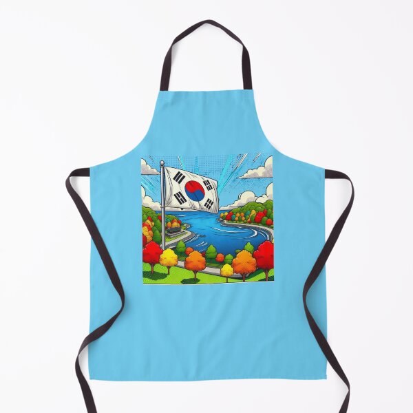 Item preview, Suncheonman Bay 3D Comic Label – Korean Flag, Colorful Trees & Bright Blue Sea designed and sold by PaintMeWorld.