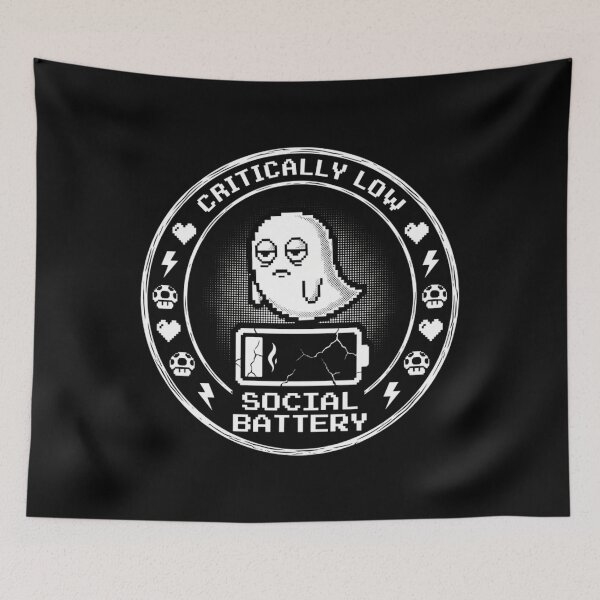 Item preview, Critically Low Social Battery – Funny Introvert Humor Pixel Ghost designed and sold by Mason-Pride.