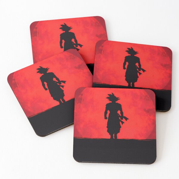 Item preview, Red Moon Warrior Silhouette – Dramatic Anime Inspired Art designed and sold by PosterFuel.