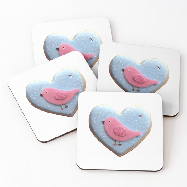 Item preview, Pink Bird on Blue Cookie Heart designed and sold by Teecha45.