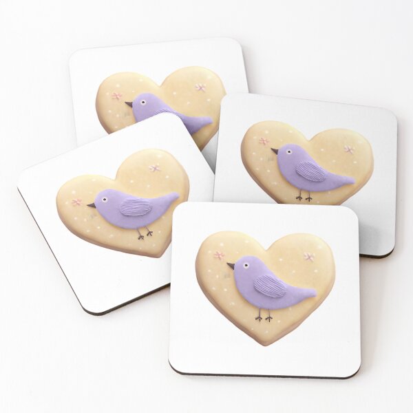 Item preview, Purple Bird on Cream Heart Cookie designed and sold by Teecha45.