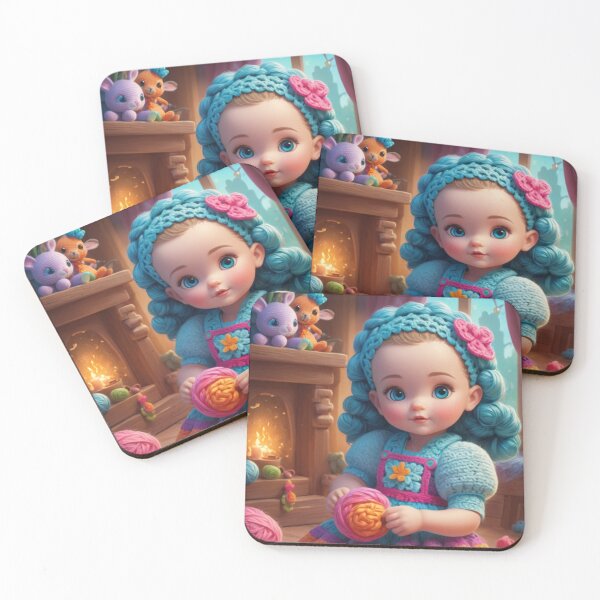 Item preview, Girl Crocheting at home designed and sold by Sweet Dreams Ambience.