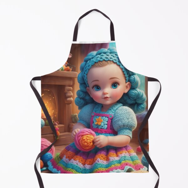 Item preview, Girl Crocheting at home designed and sold by Sweet Dreams Ambience.
