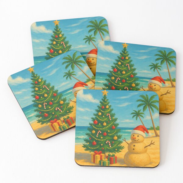 Item preview, Christmas at the Beach – Sandman and Holiday Tree Poster designed and sold by Sea Gem.