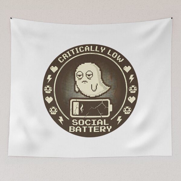 Item preview, Critically Low Social Battery – Funny Introvert Humor Pixel Ghost designed and sold by Mason-Pride.
