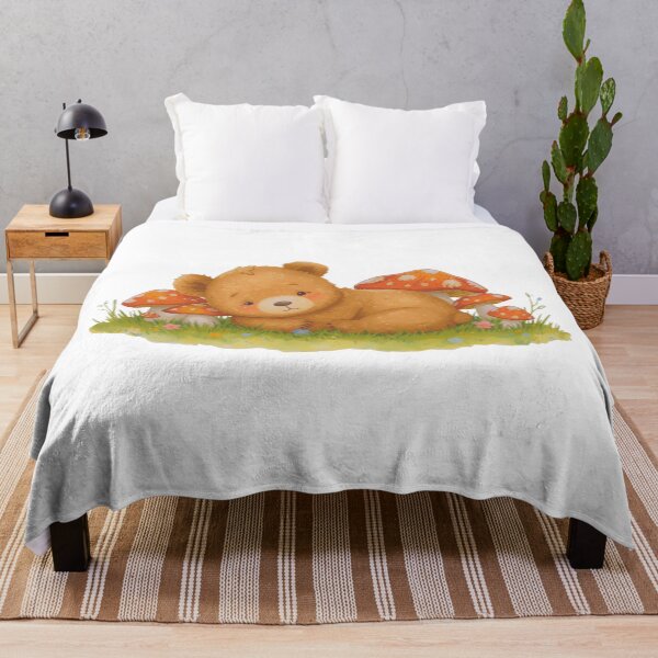 Item preview, Cute Bear Resting in Mushrooms designed and sold by HoneyBreezeCo.