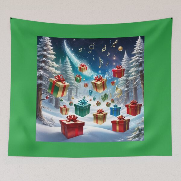Item preview, Snowy White Tree Forest With Colorful Gifts And Music Notes designed and sold by Melantari Vizuns.