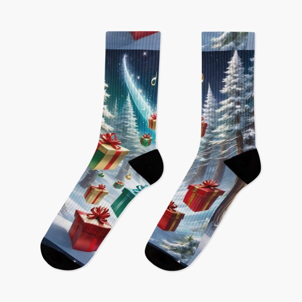 Item preview, Snowy White Tree Forest With Colorful Gifts And Music Notes designed and sold by Melantari Vizuns.