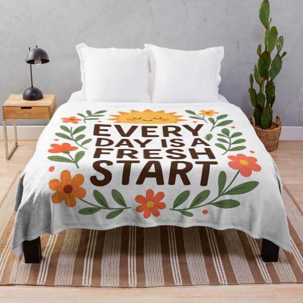 Item preview, To finishPositive Sunshine Quote Every Day Is A Fresh Start Floral Design. designed and sold by The-T-In-Retro.