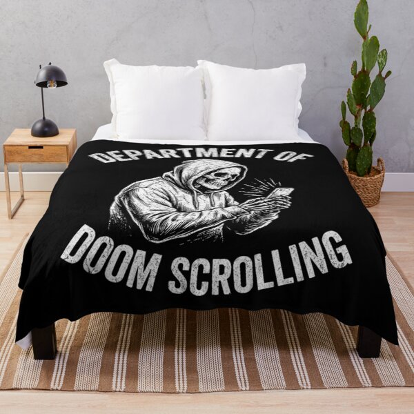 Item preview, Funny Skeleton Department Of Doom Scrolling - Social Media Addiction Meme designed and sold by Mason-Pride.
