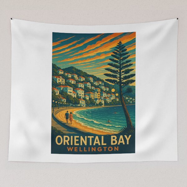 Item preview,  Oriental Bay Waterfront Promenade with Mount Victoria, Wellington City, New Zealand designed and sold by Aryabek.