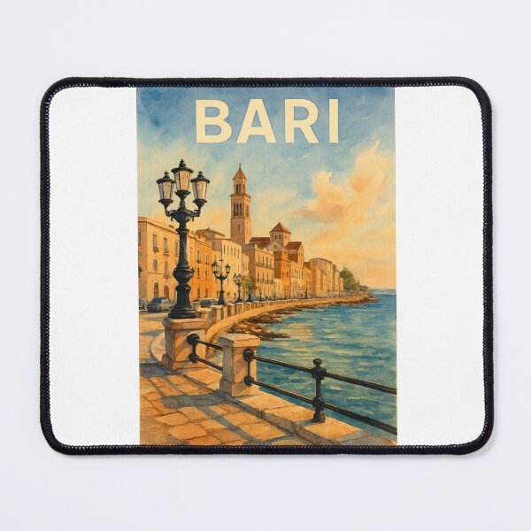 Item preview, Bari Seaside Promenade with Historic Bell Towers and Adriatic Coastline, Apulia, Italy designed and sold by Aryabek.
