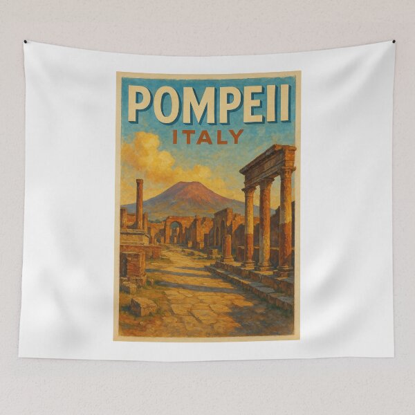 Item preview, Ancient Pompeii Street with Mount Vesuvius, Roman Ruins and Temple Columns, Campania, Italy designed and sold by Aryabek.