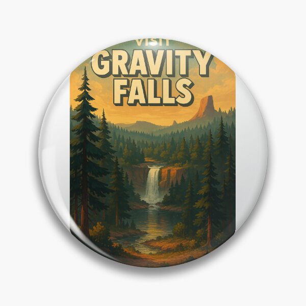 Item preview, Visit  Gravity Falls Forest Waterfall at Sunset with Pines and Northwest Landscape, Oregon designed and sold by Aryabek.