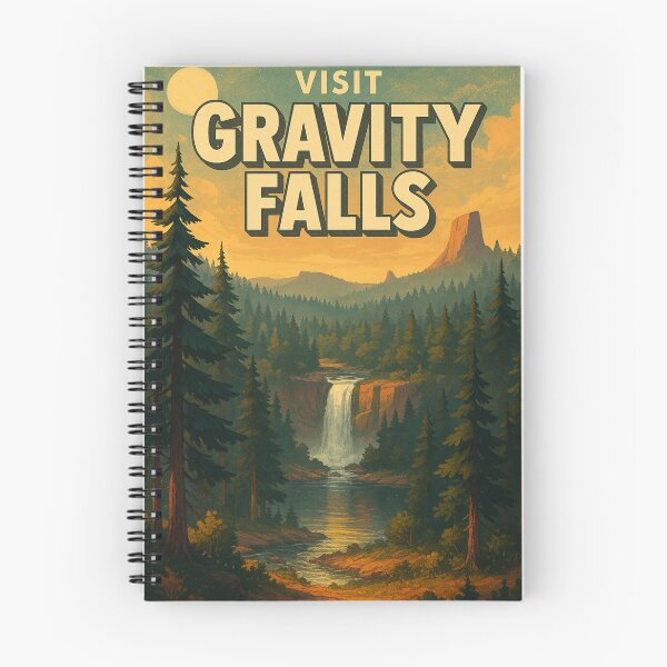 Item preview, Visit  Gravity Falls Forest Waterfall at Sunset with Pines and Northwest Landscape, Oregon designed and sold by Aryabek.
