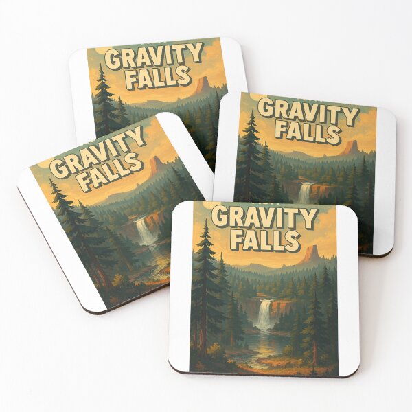 Item preview, Visit  Gravity Falls Forest Waterfall at Sunset with Pines and Northwest Landscape, Oregon designed and sold by Aryabek.
