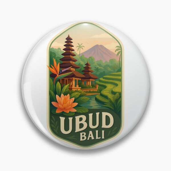 Item preview,  Ubud Rice Terraces and Pura Taman Saraswati Temple with Mount Agung in Background, Bali, Indonesia designed and sold by Aryabek.