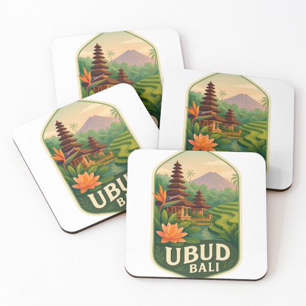 Item preview,  Ubud Rice Terraces and Pura Taman Saraswati Temple with Mount Agung in Background, Bali, Indonesia designed and sold by Aryabek.