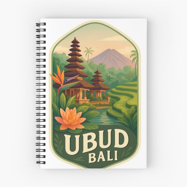 Item preview,  Ubud Rice Terraces and Pura Taman Saraswati Temple with Mount Agung in Background, Bali, Indonesia designed and sold by Aryabek.