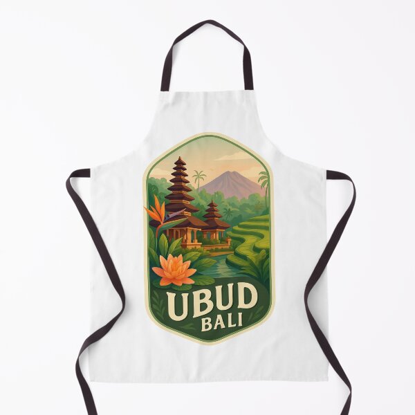 Item preview, Ubud Rice Terraces and Pura Taman Saraswati Temple with Mount Agung in Background, Bali, Indonesia designed and sold by Aryabek.