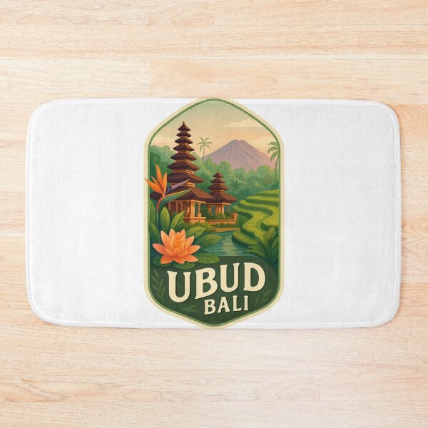 Item preview,  Ubud Rice Terraces and Pura Taman Saraswati Temple with Mount Agung in Background, Bali, Indonesia designed and sold by Aryabek.