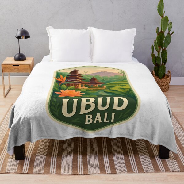Item preview,  Ubud Rice Terraces and Pura Taman Saraswati Temple with Mount Agung in Background, Bali, Indonesia designed and sold by Aryabek.