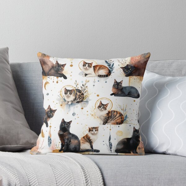 Item preview, Celestial Cats – Mystical Feline Pattern in Warm Neutrals designed and sold by TroyTheTerrific.